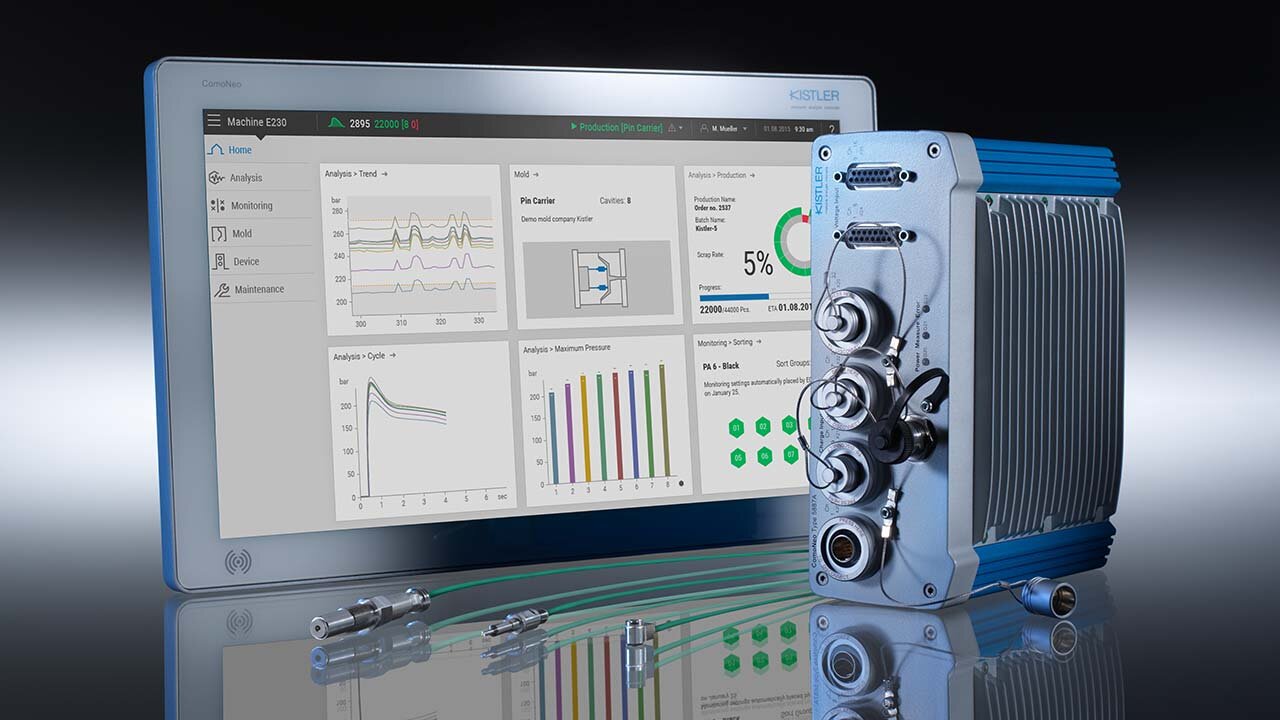 Version 4.1 of the ComoNeo process monitoring system for smart injection molding production will be presened at Fakuma. (Source: Kistler Group)
