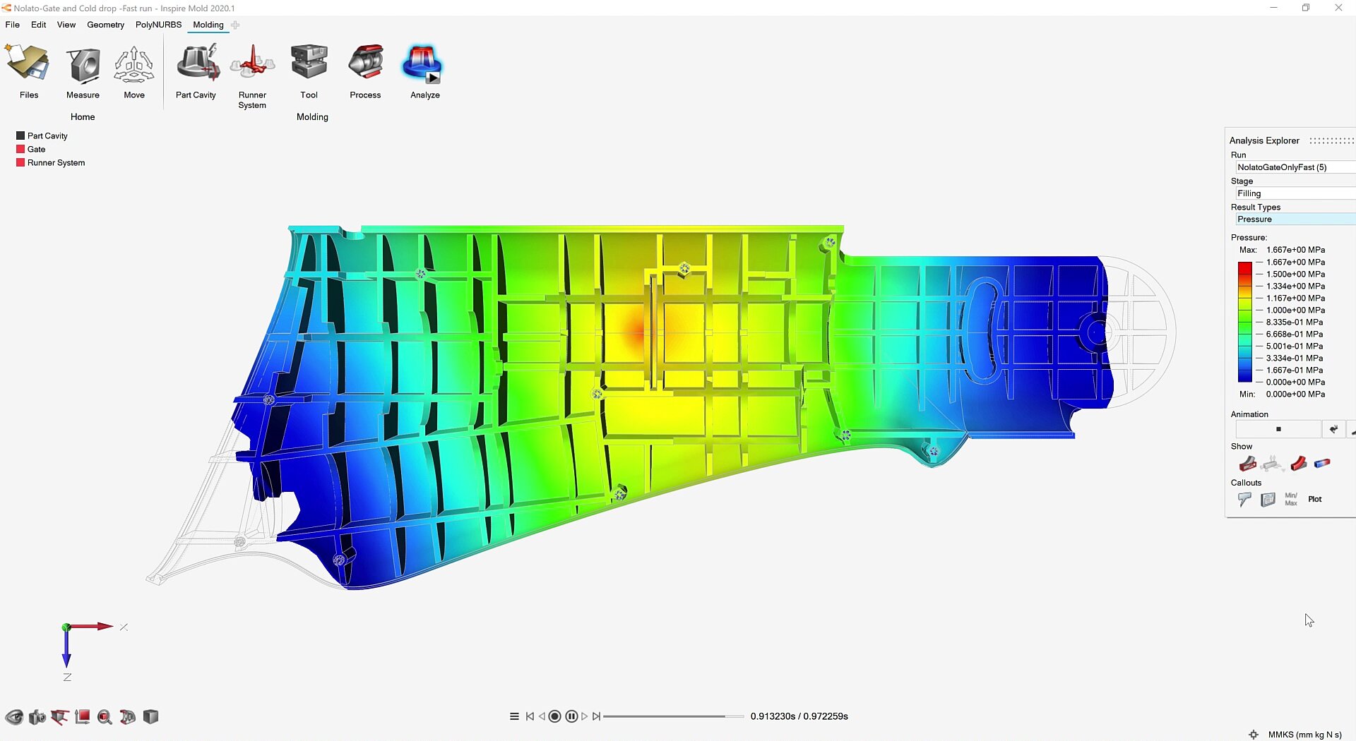 Injection moulding simulation with a scalable depth of detail for design for manufacturing of injection moulded components and consideration of manufacturing influences in the evaluation of component behaviour (Source: Altair)