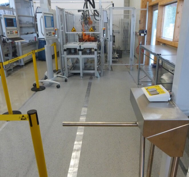 Certified ESD protection zone at the production of Sonderhoff PSA in Dornbirn, Austria